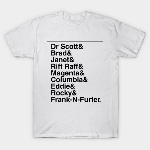 Rocky Horror Show Characters T-Shirt by KidCrying